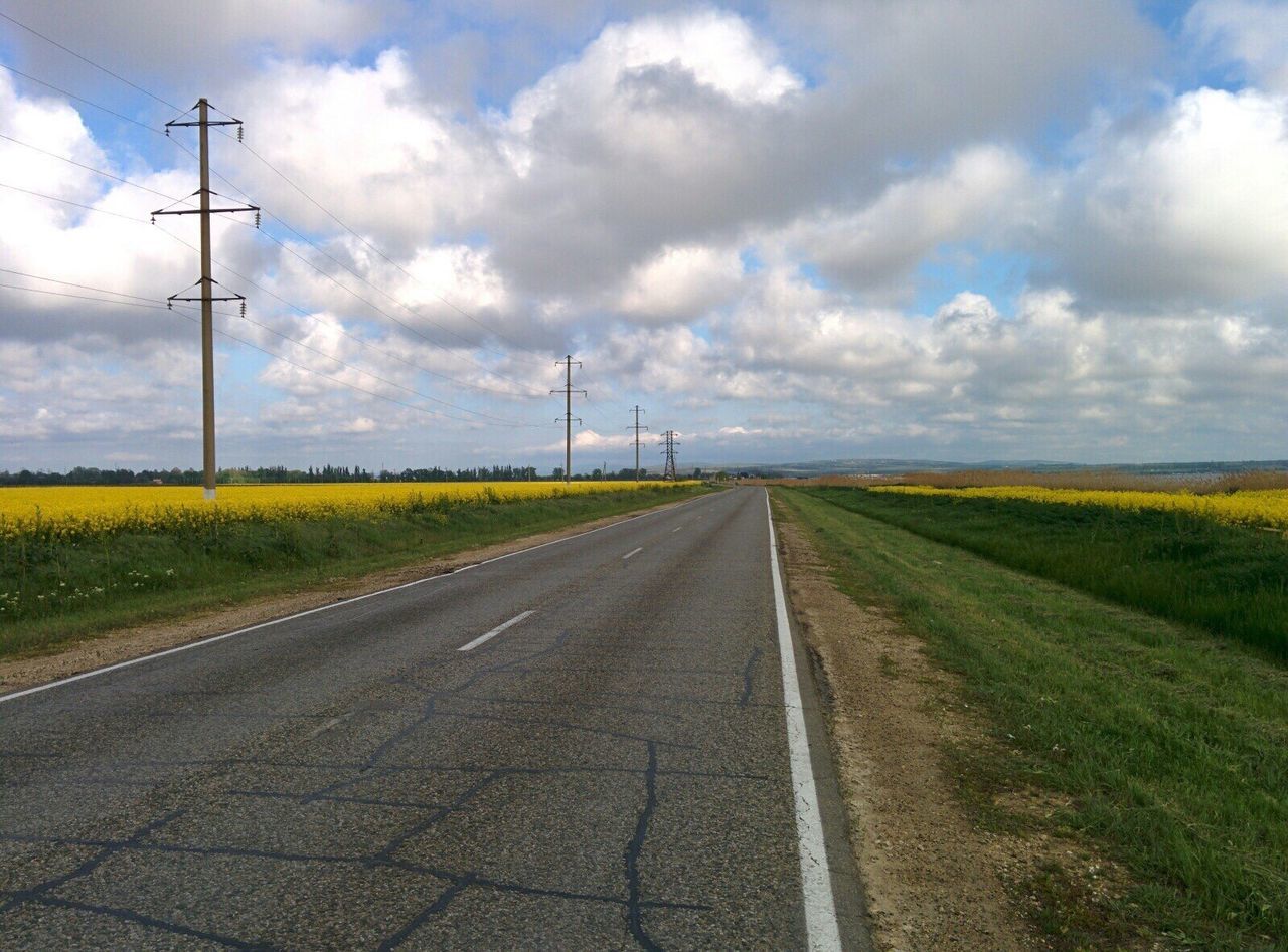 Empty road passing through field