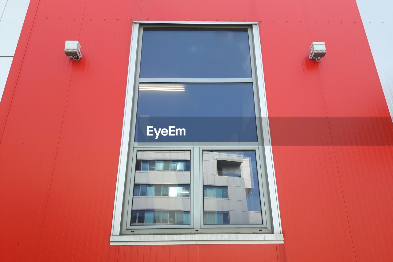 Red window of building