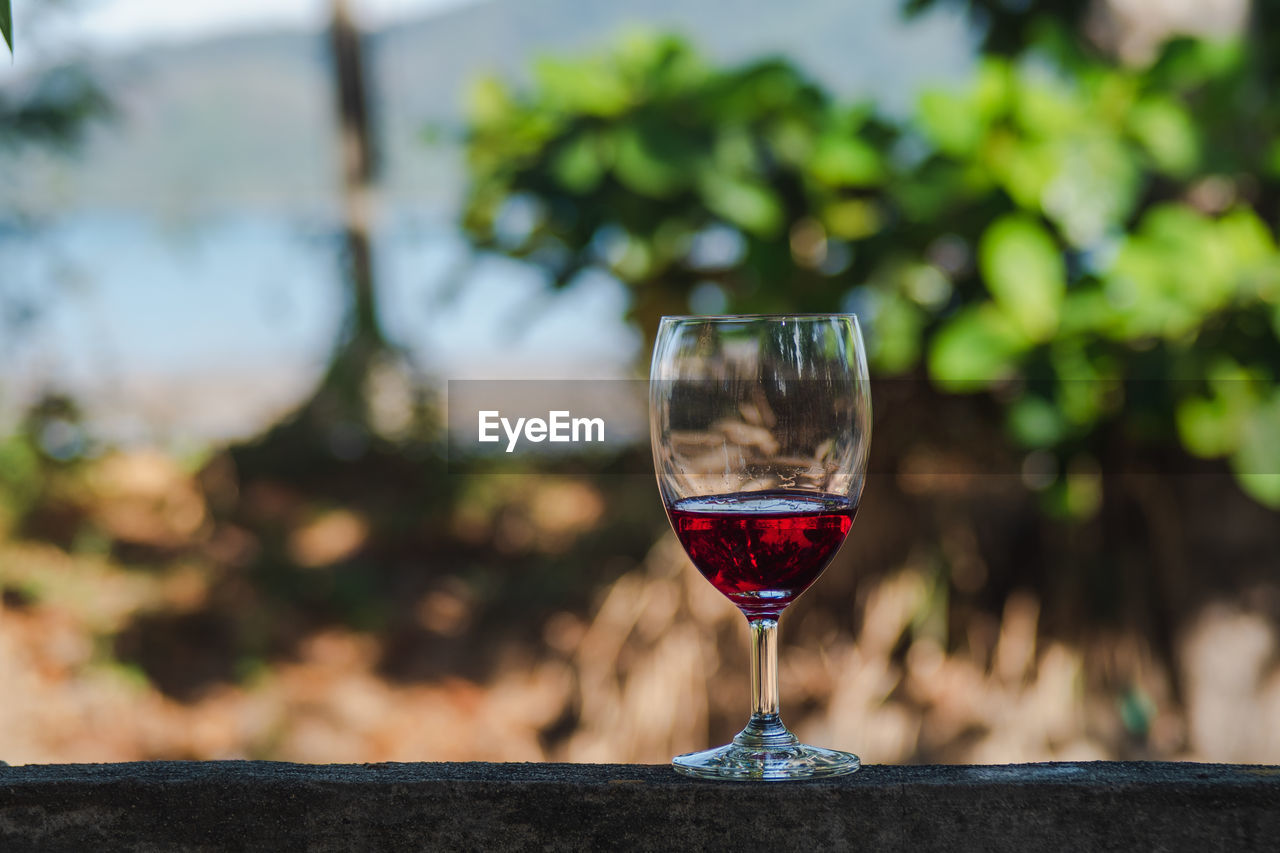 Close-up of wine glass on table