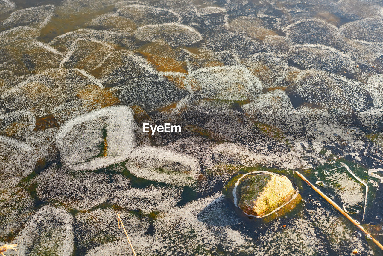 High angle view of sand on beach