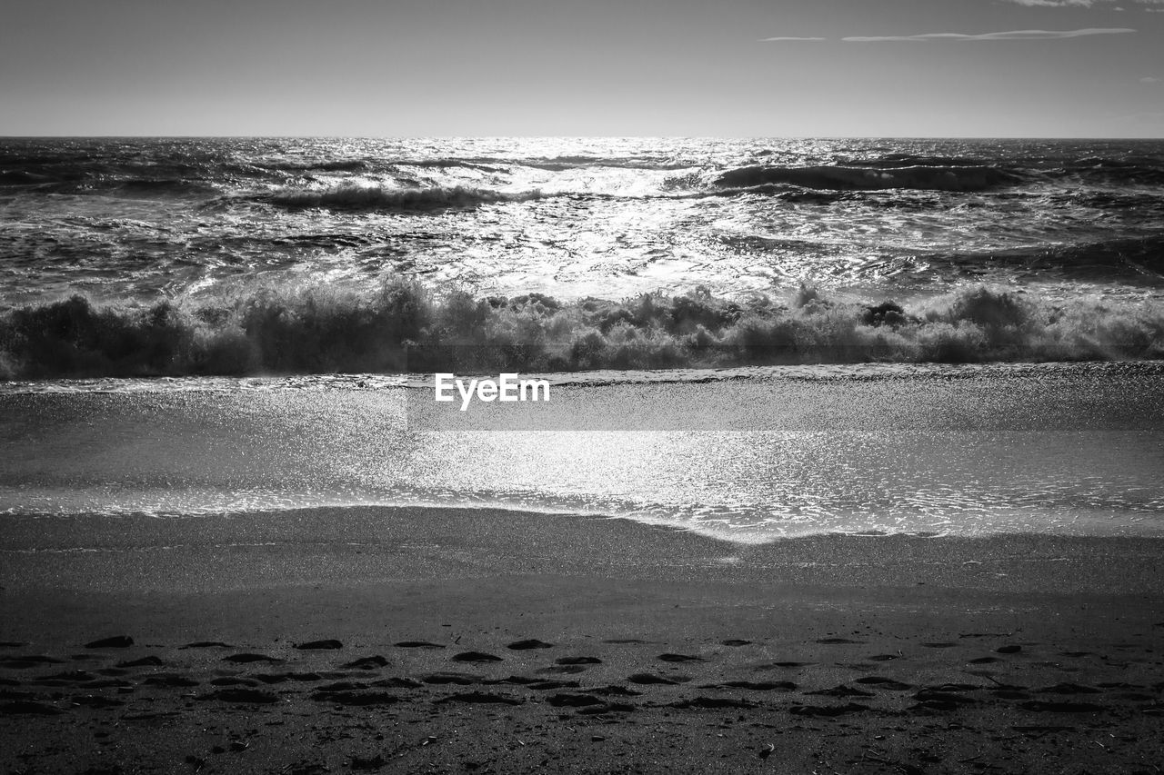 SCENIC VIEW OF SEA AT SUNSET