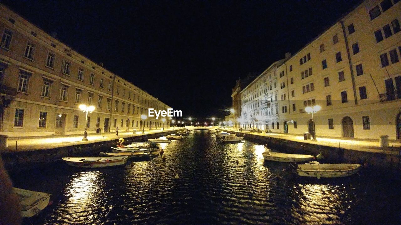 View of illuminated buildings at night