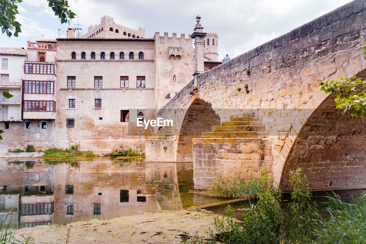 Valderrobres, spain.  stone bridge over the river makes the entrance 