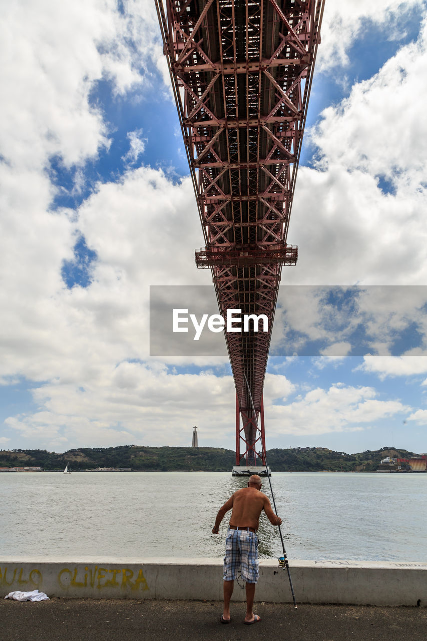 Full length of man on bridge over river