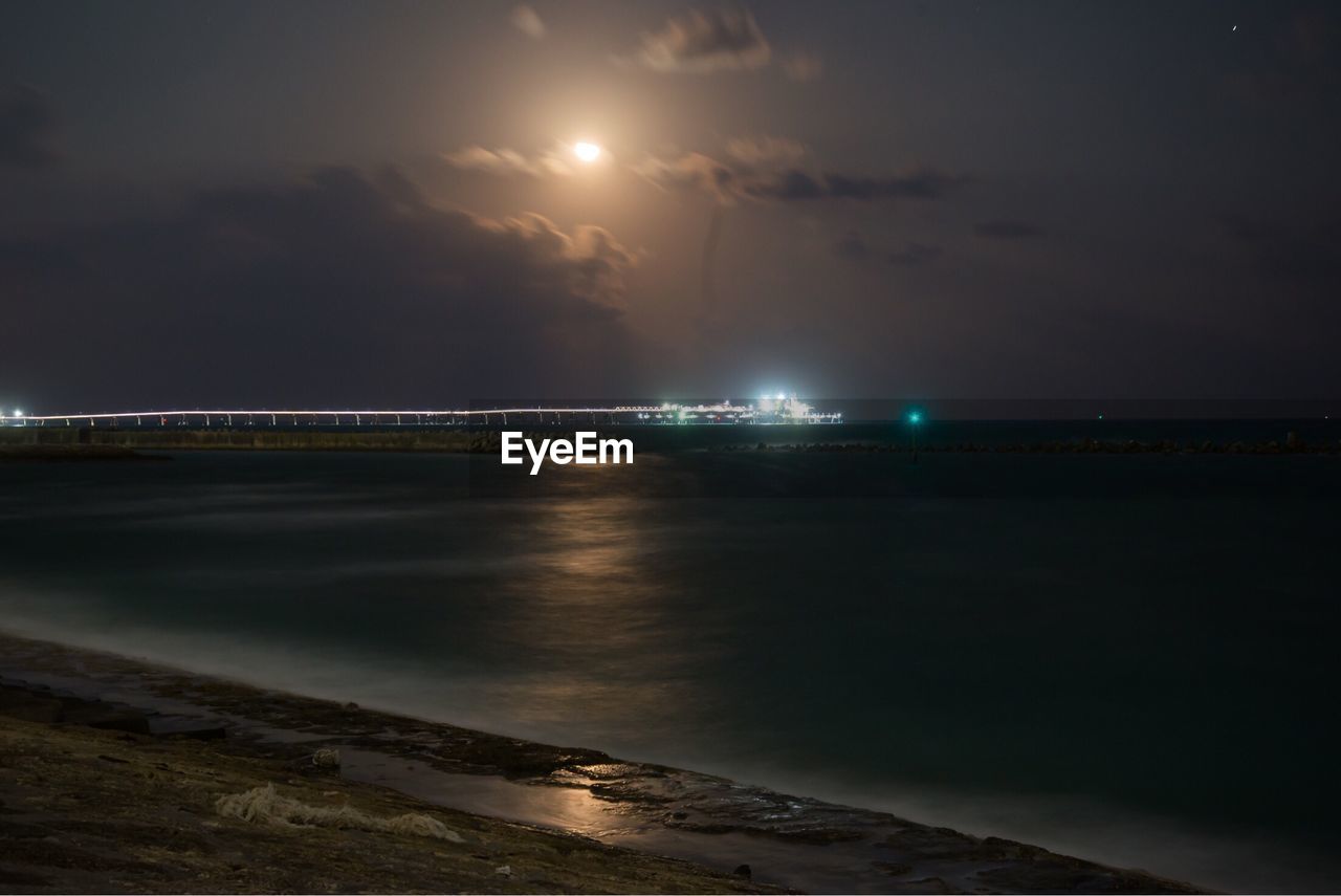 SCENIC VIEW OF SEA AT NIGHT