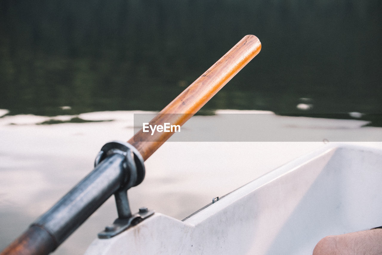 Close-up of oar in boat