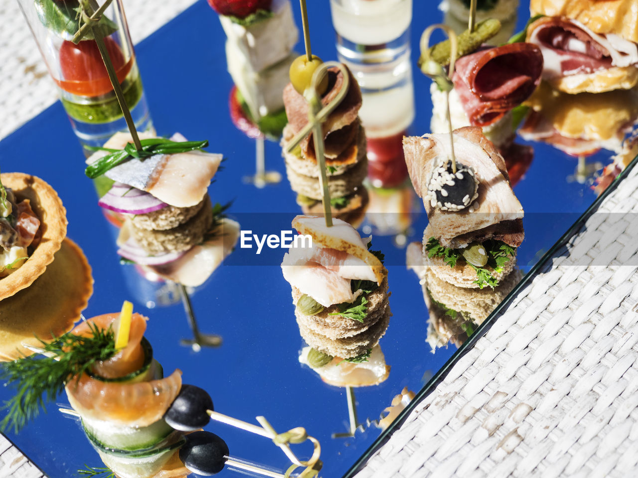 Various canapes and snacks served on platter