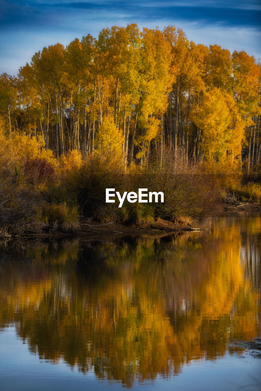 Fall colors reflected in river