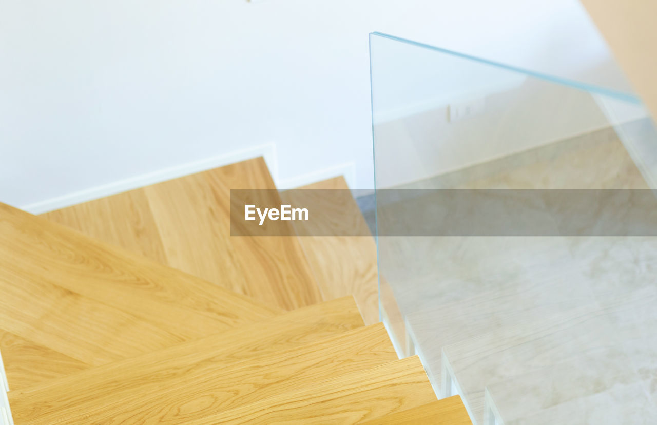 high angle view of wooden box