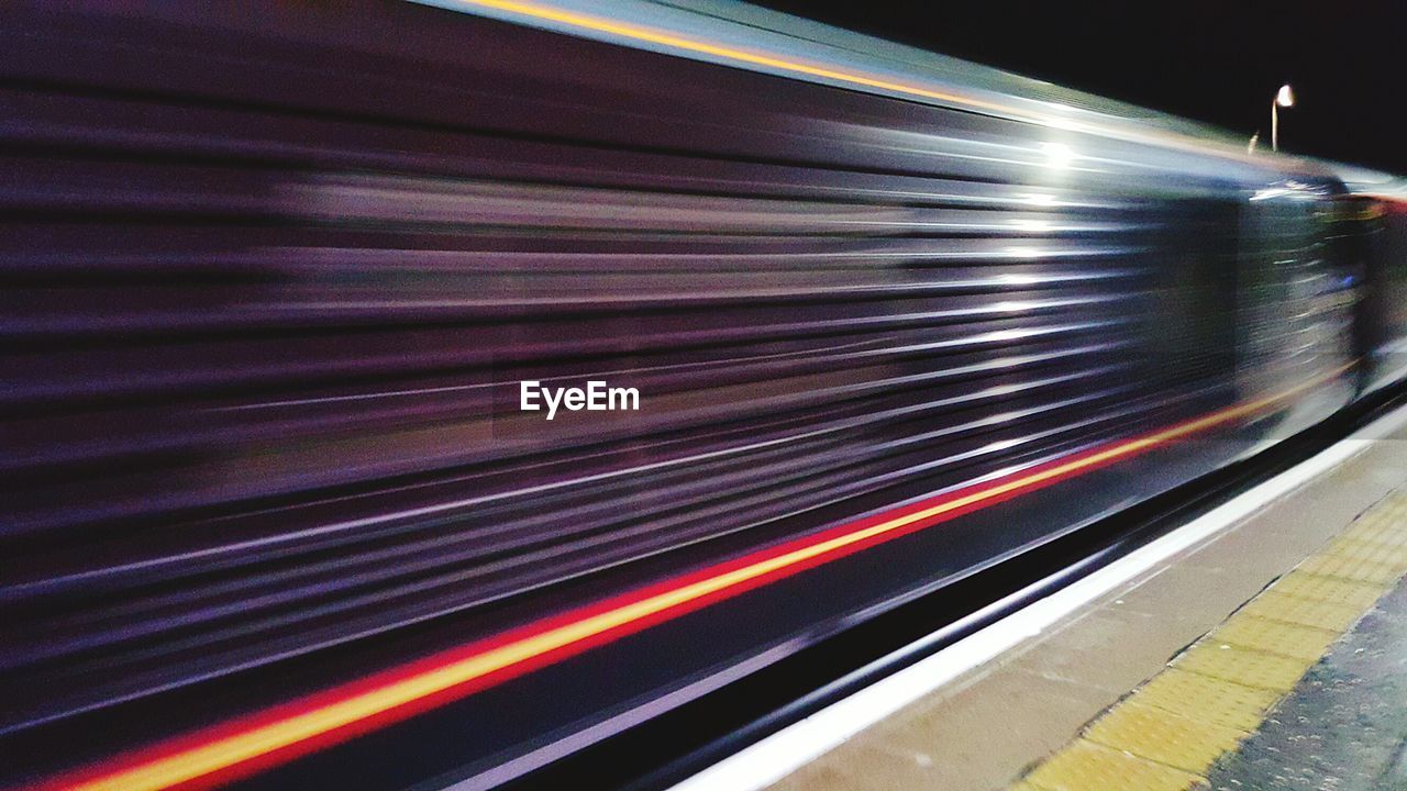 Blurred motion of train at night