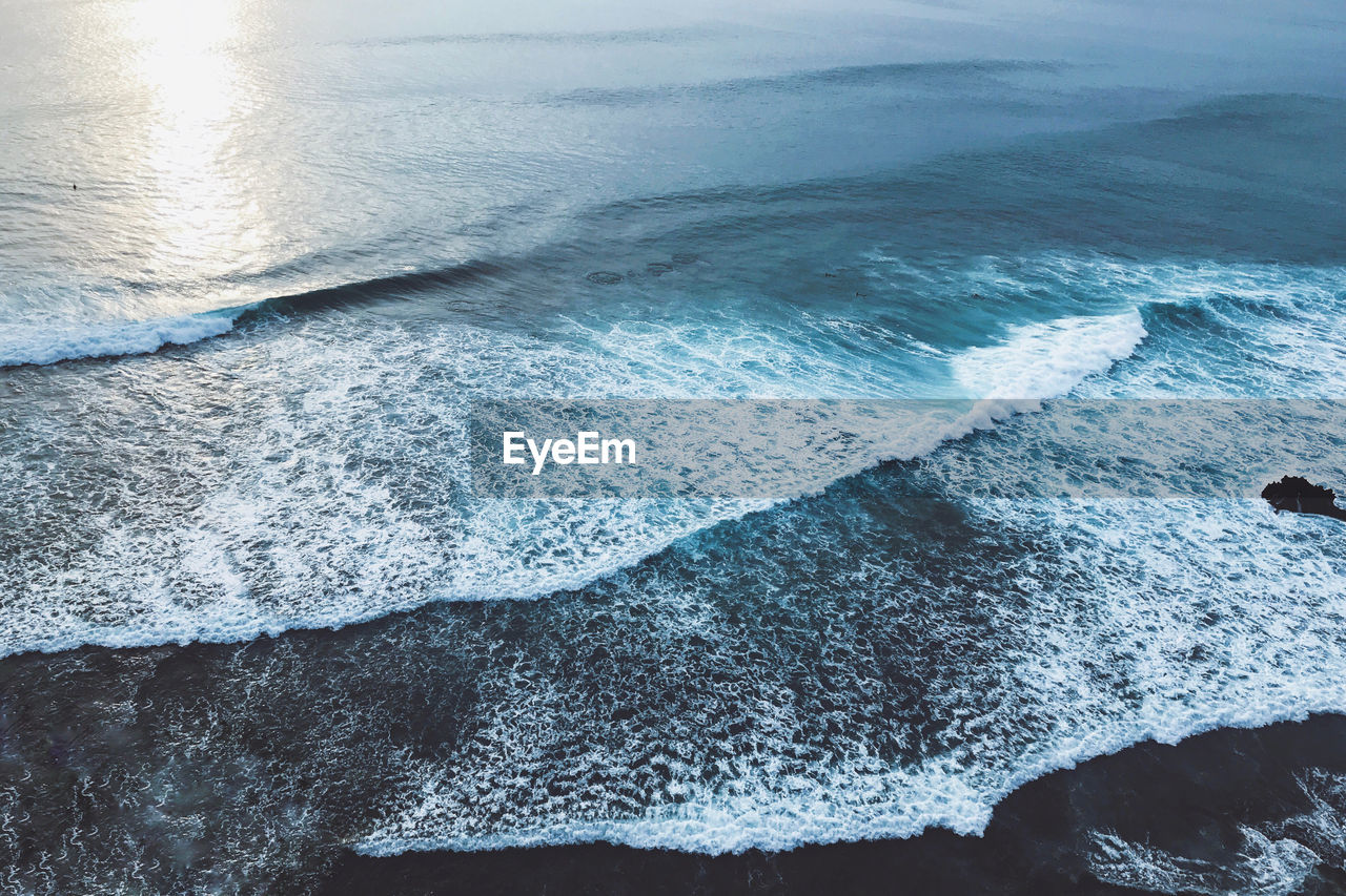 high angle view of waves in sea