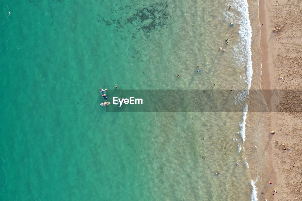 High angle view of people on beach