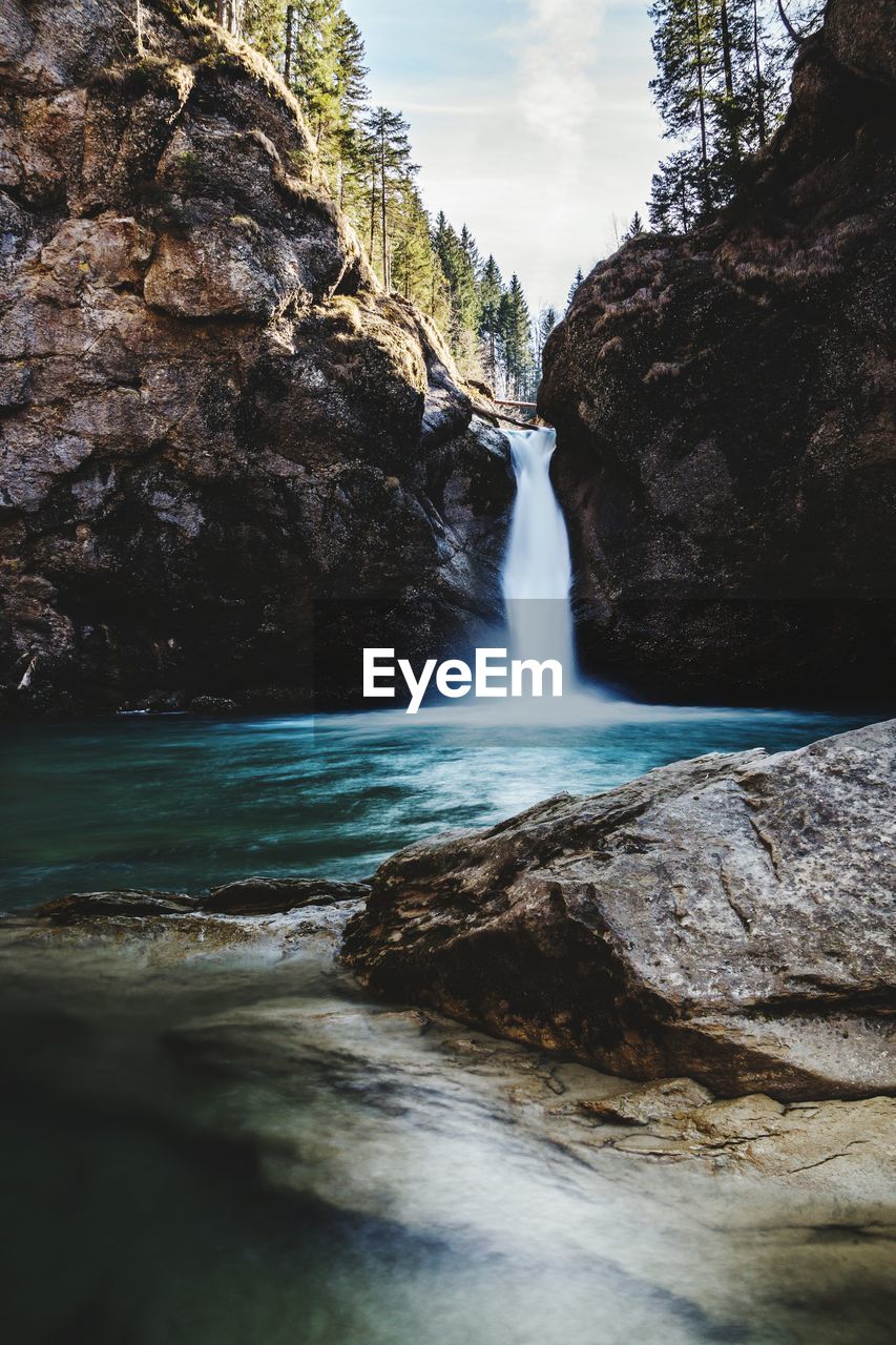 Scenic view of waterfall