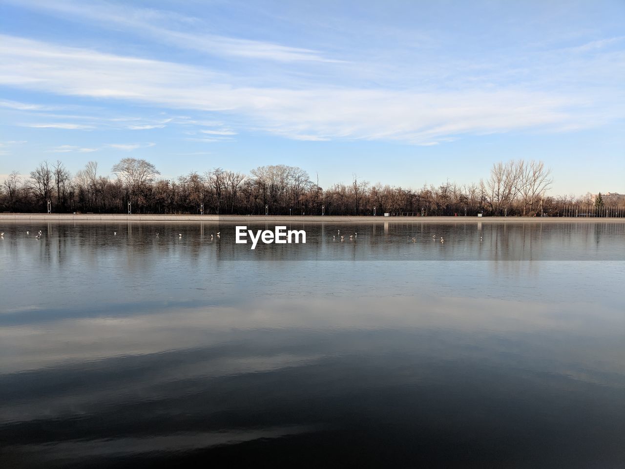 Scenic view of lake against sky