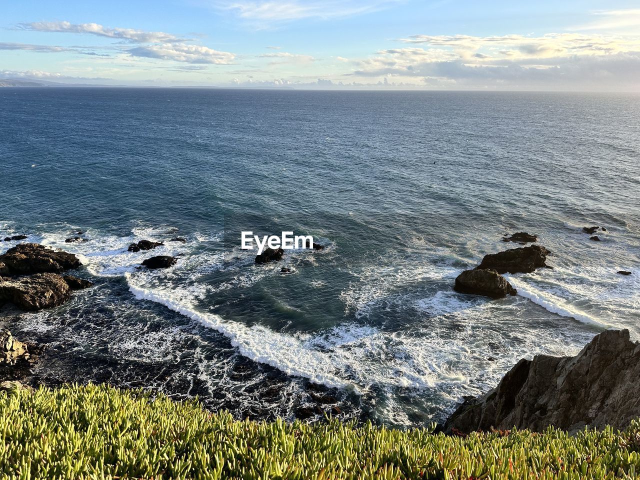 high angle view of sea against sky