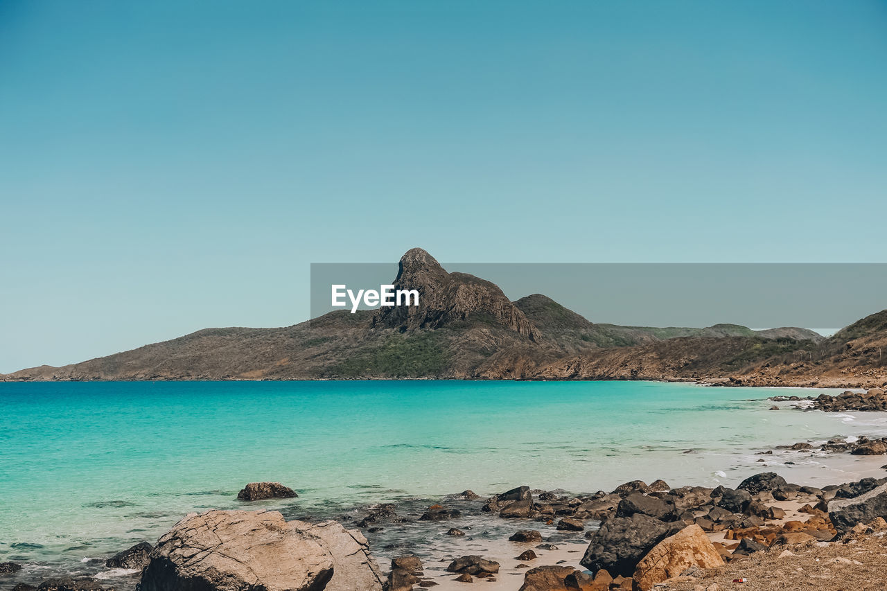 PANORAMIC VIEW OF SEA AGAINST CLEAR SKY