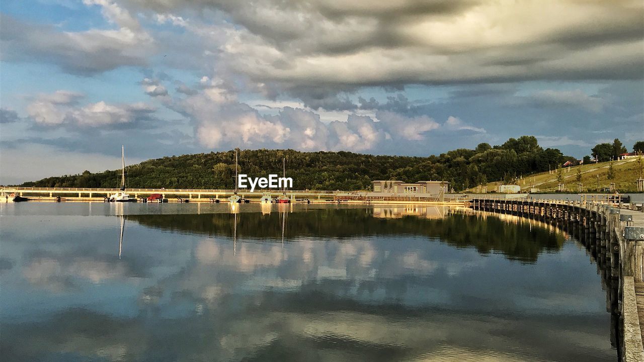 SCENIC VIEW OF LAKE BY MOUNTAINS AGAINST SKY