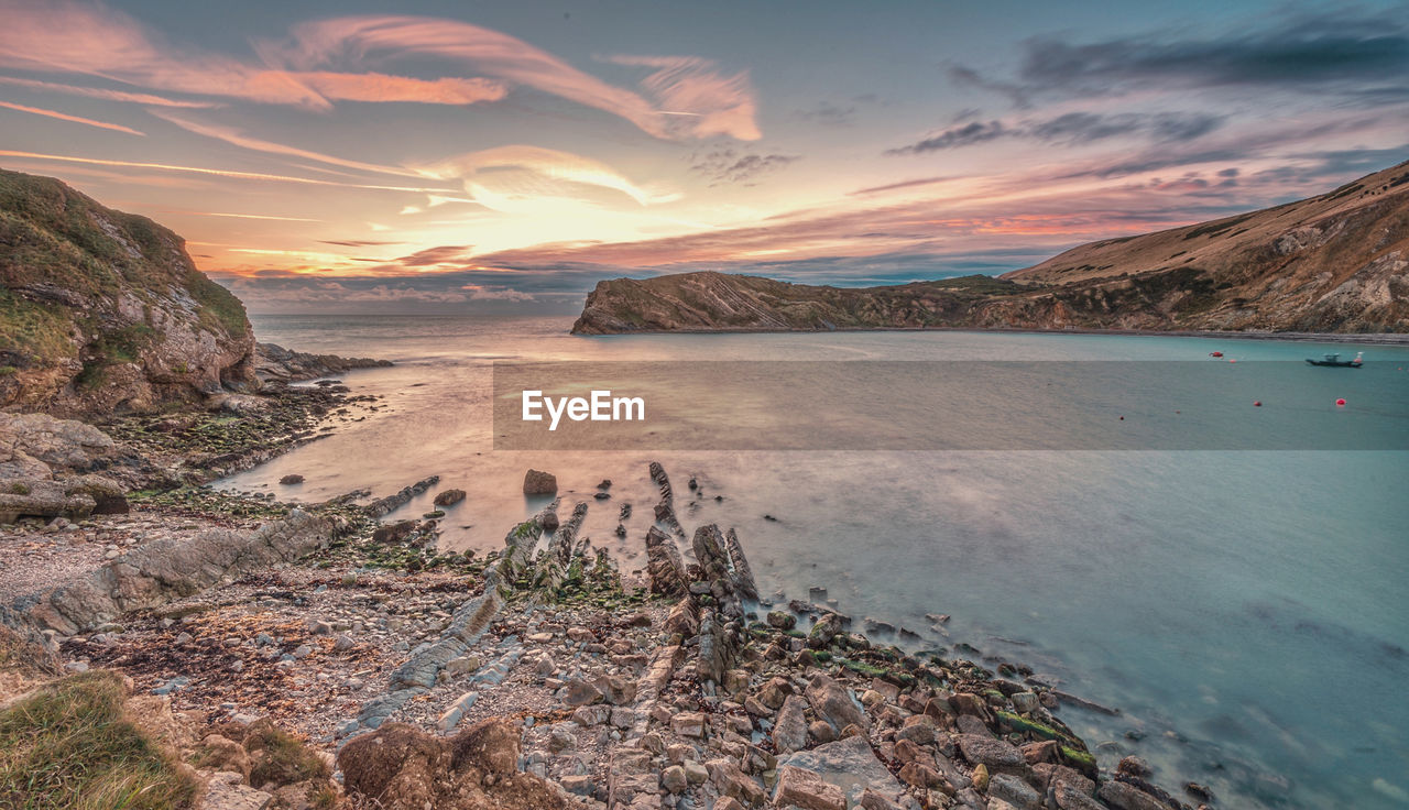 SCENIC VIEW OF SEA DURING SUNSET