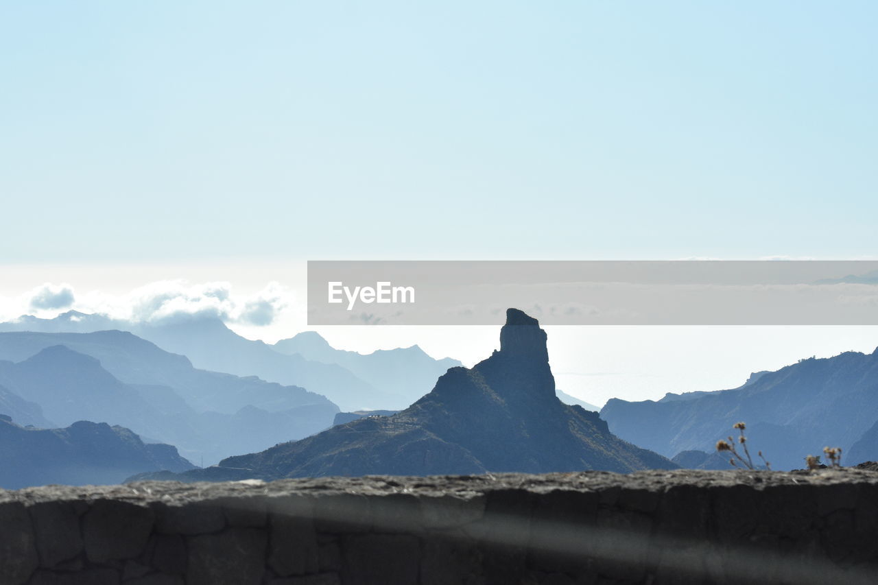 View of mountain range against cloudy sky