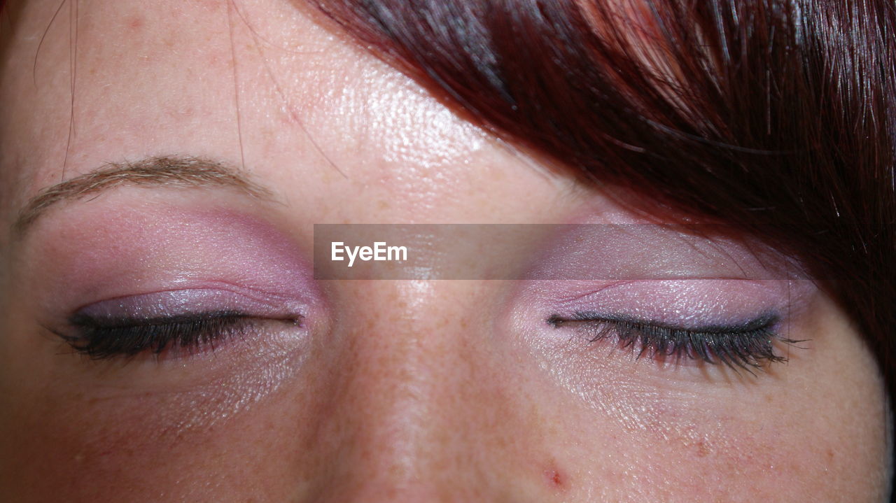 Close-up of woman with eyeshadow