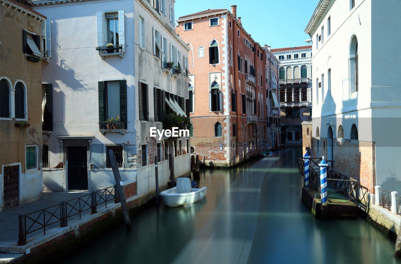 Waterway in venice italy with the technique of long exposure