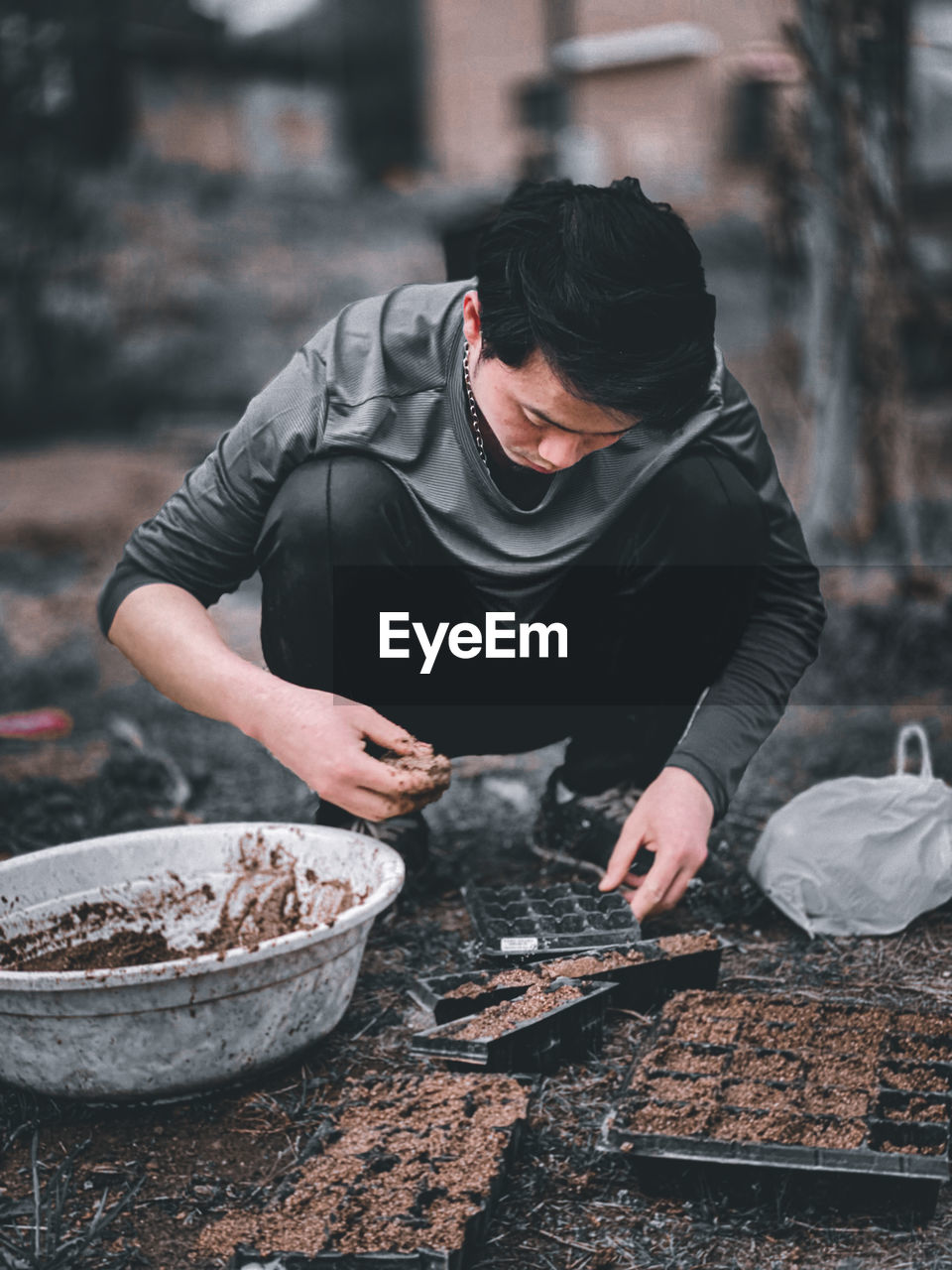 Man working in bowl