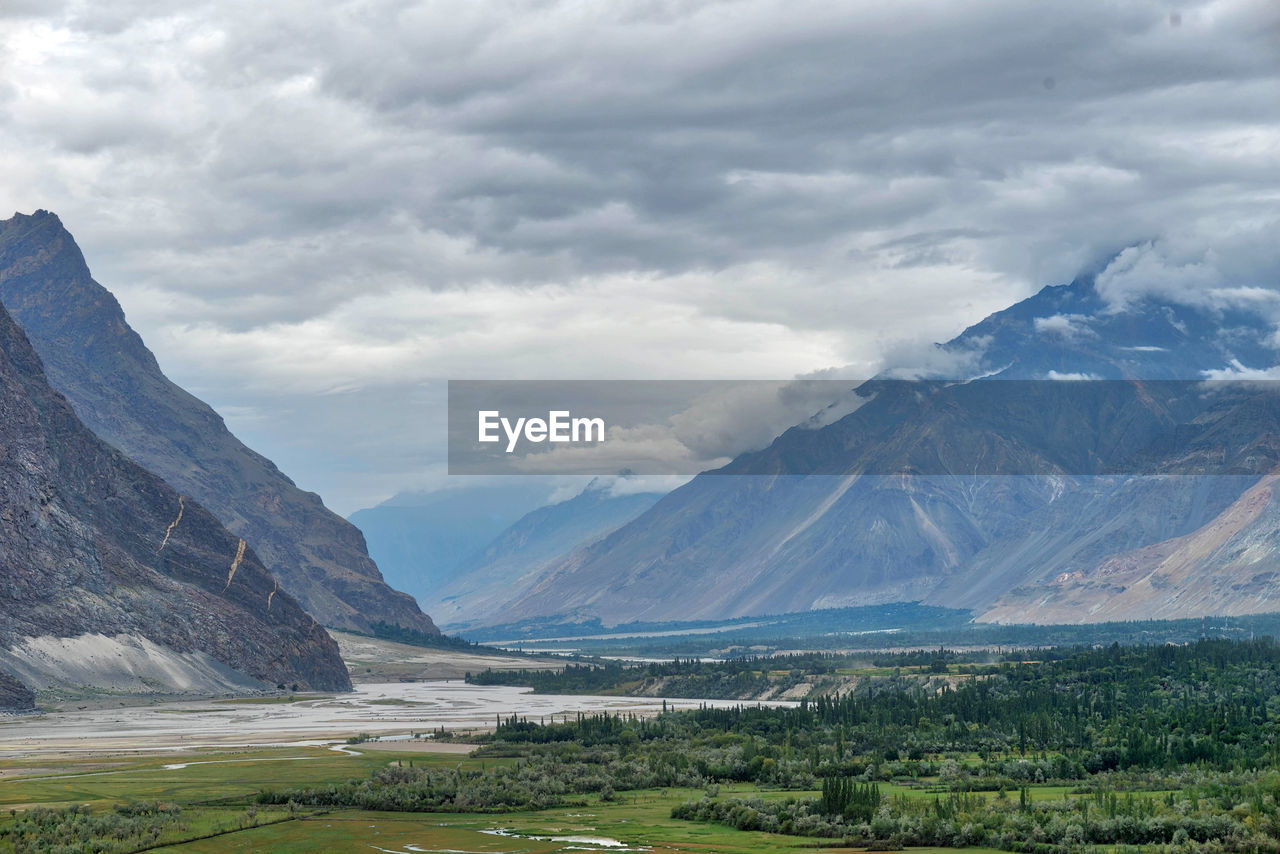 Scenic view of mountains against sky