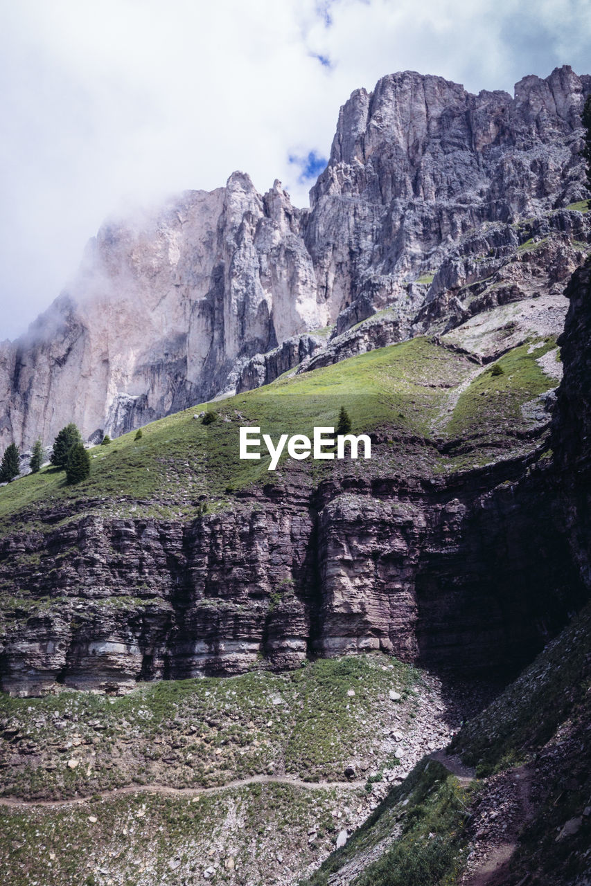 Scenic view of rocky mountains against sky