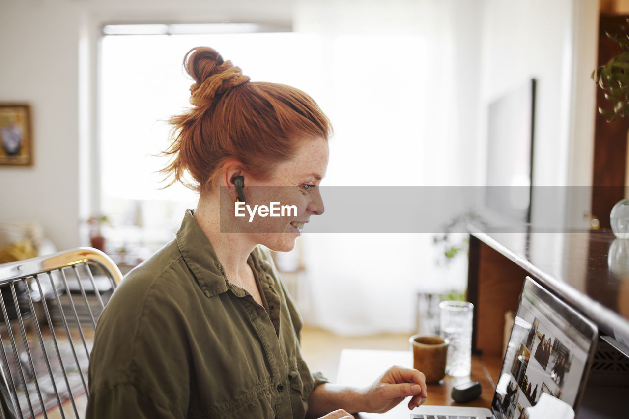 Woman using laptop