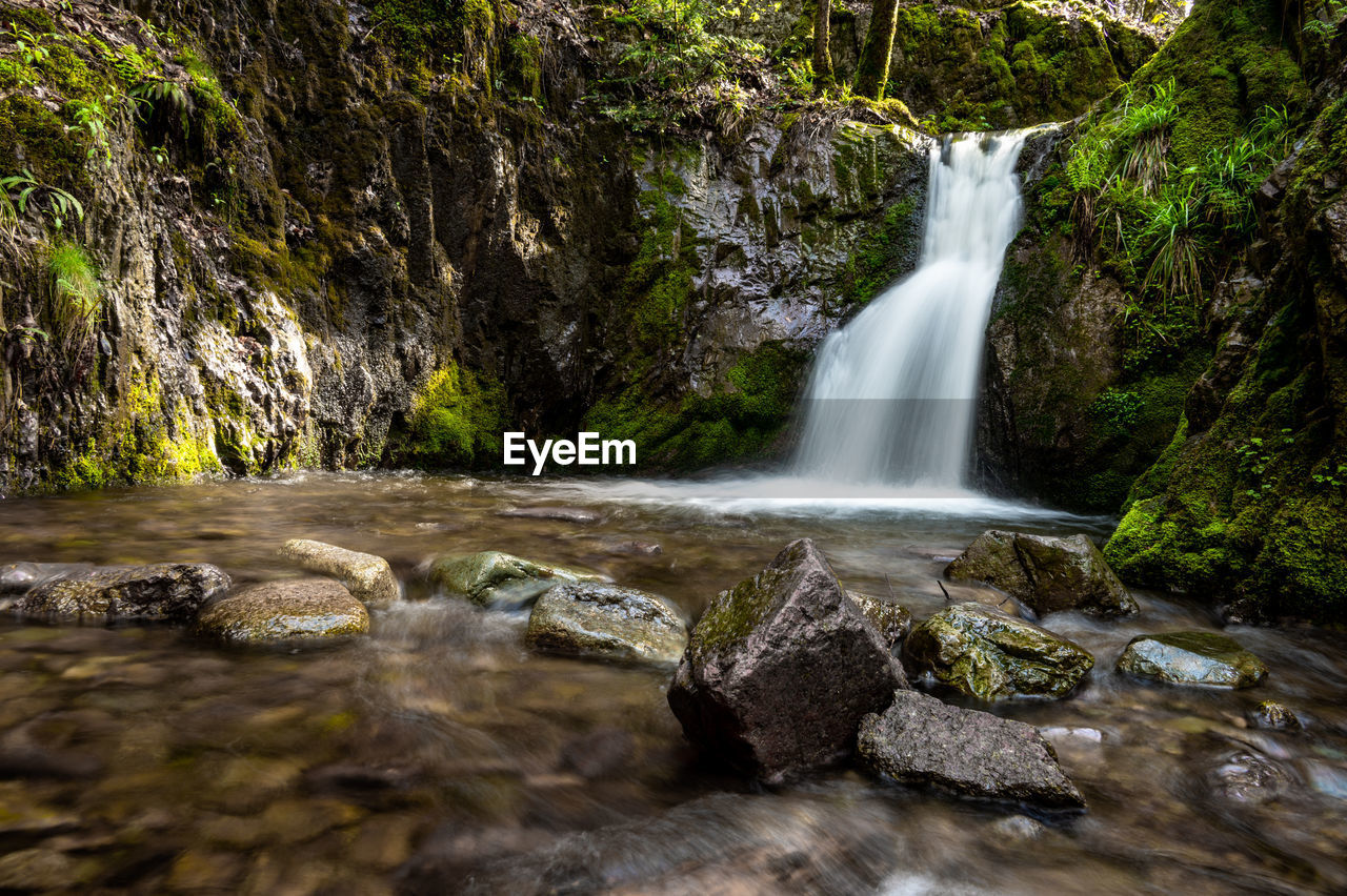 Scenic view of waterfall