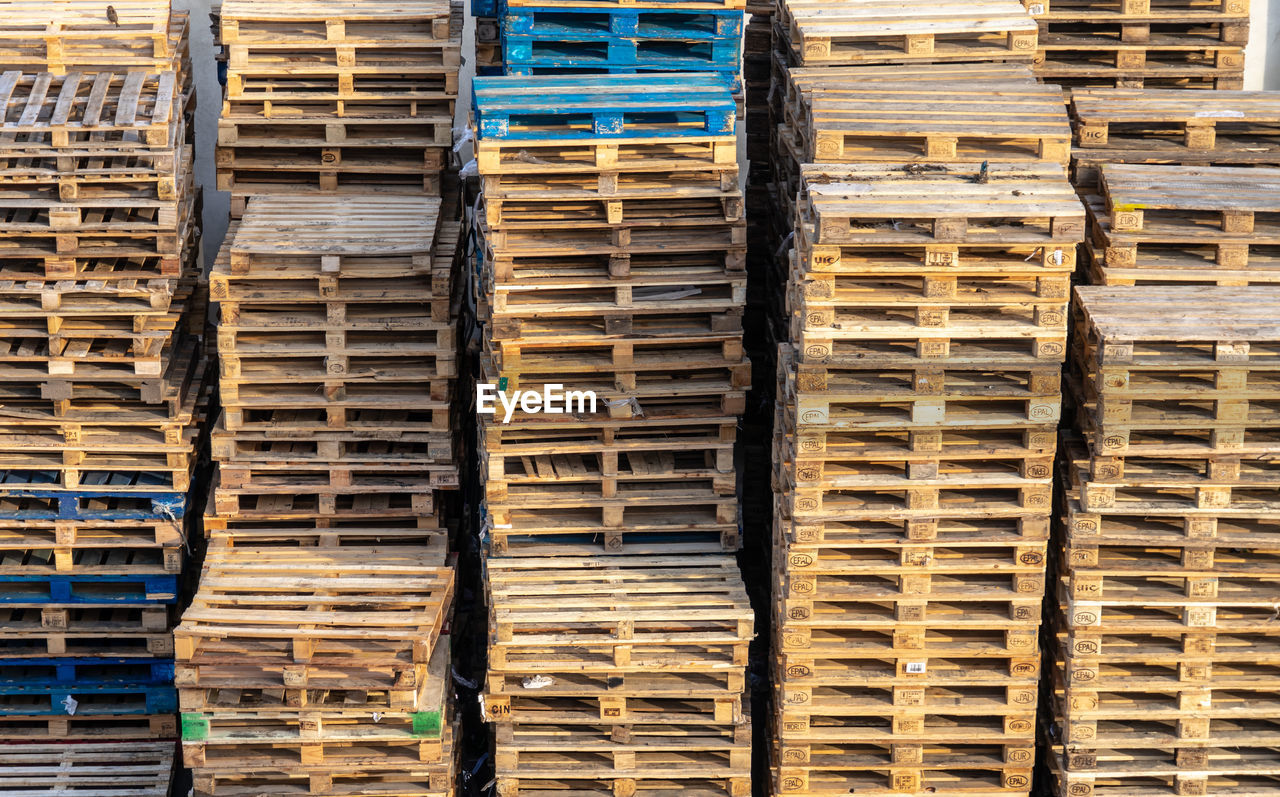 Full frame shot of euro pallets 