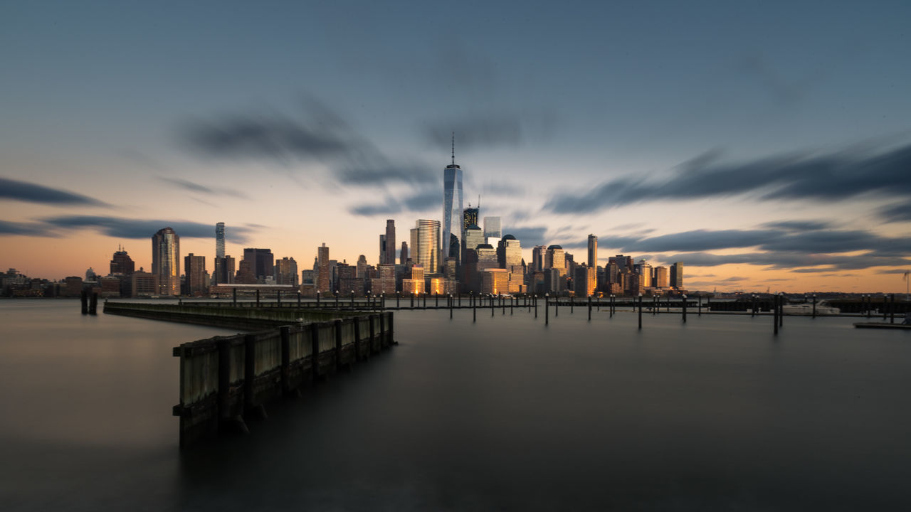 New york cityscape during sunset