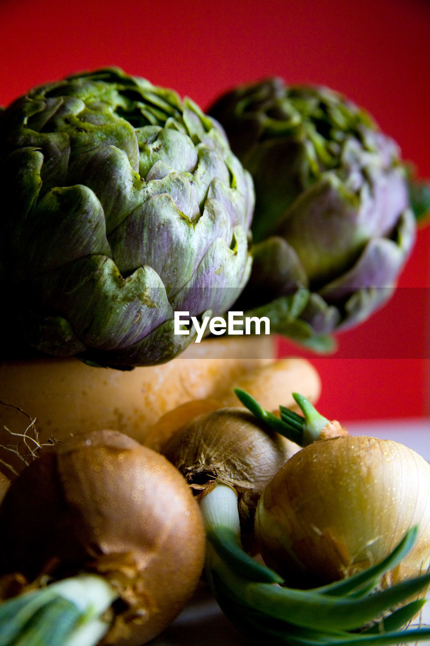 Close-up of artichoke on table