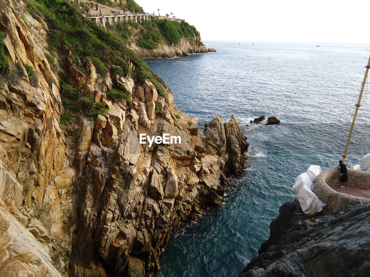 High angle view of rocks on beach