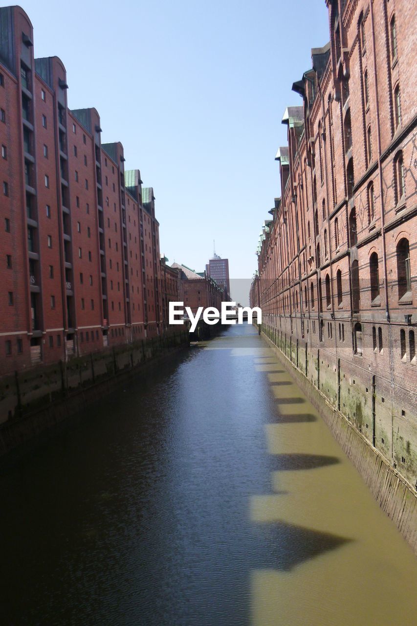 CANAL AMIDST BUILDINGS AGAINST SKY IN CITY