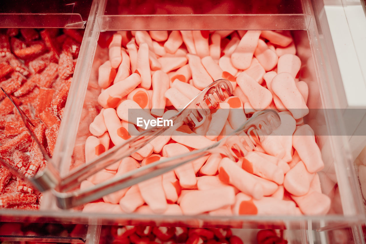 high angle view of food on table