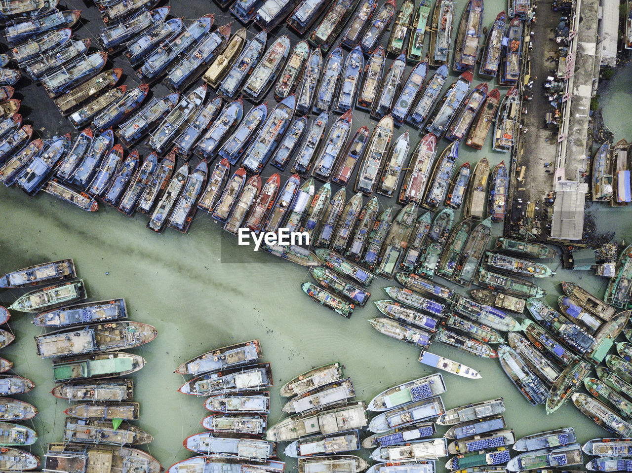 Full frame shot of boats moored in sea