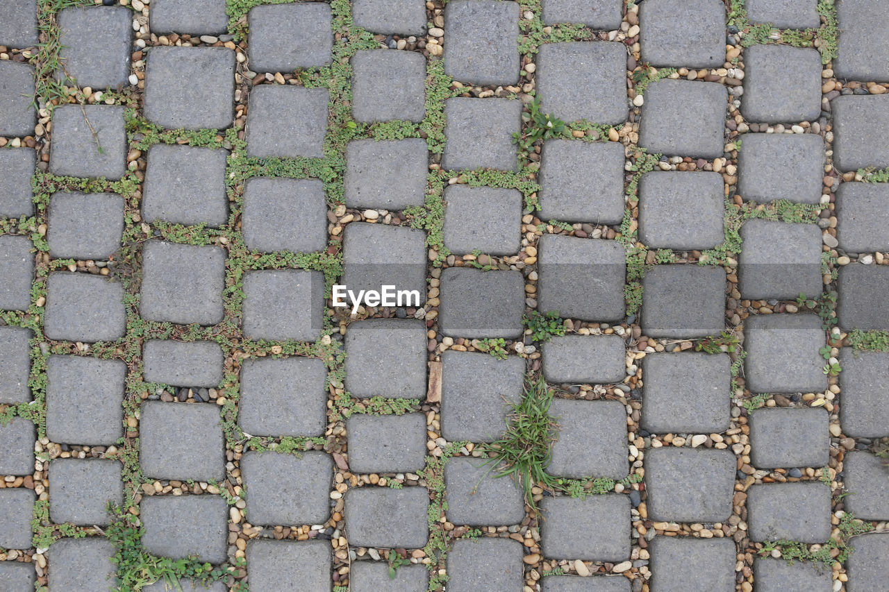 FULL FRAME SHOT OF PAVING STONES ON FOOTPATH