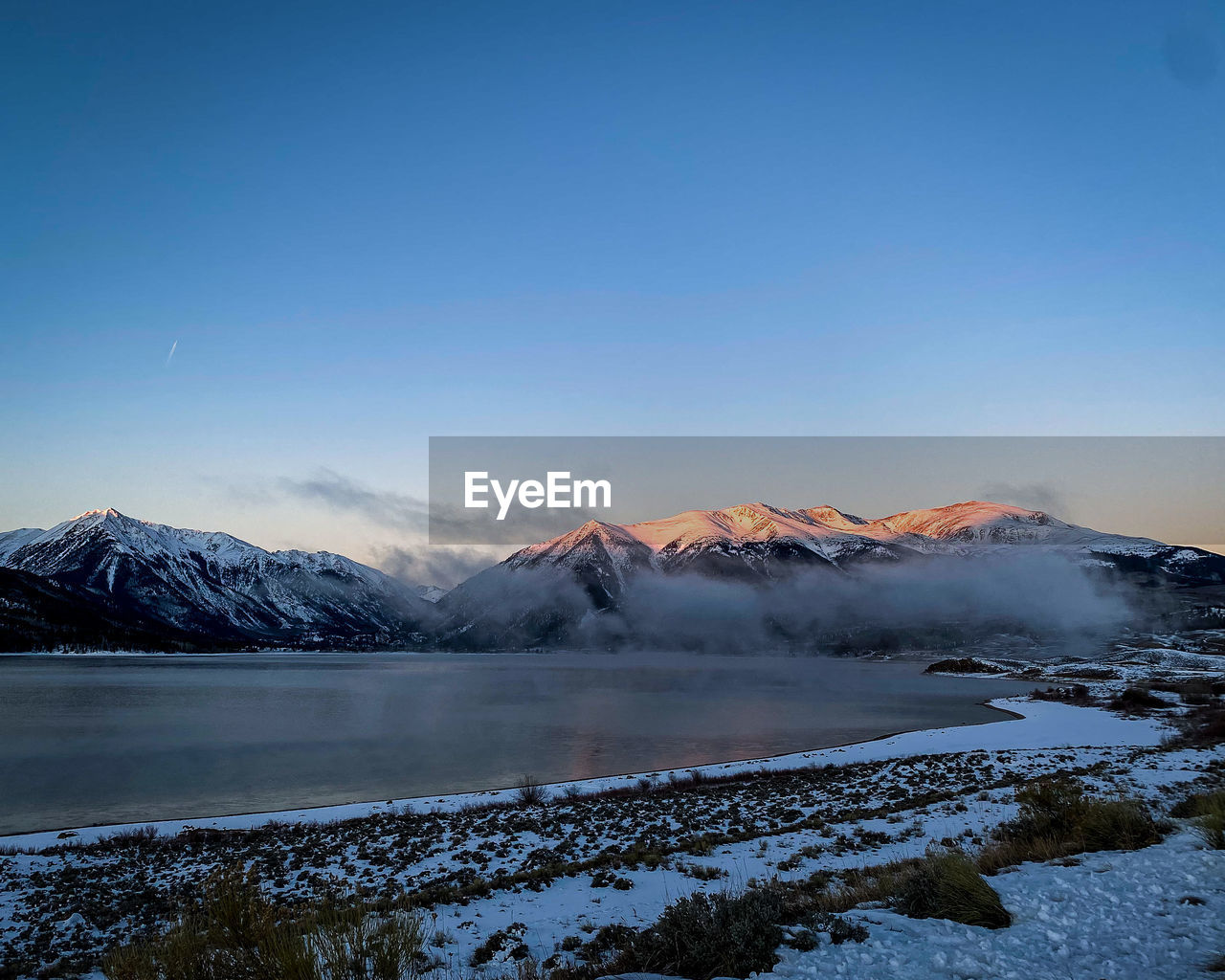 Misty morning over twin lakes