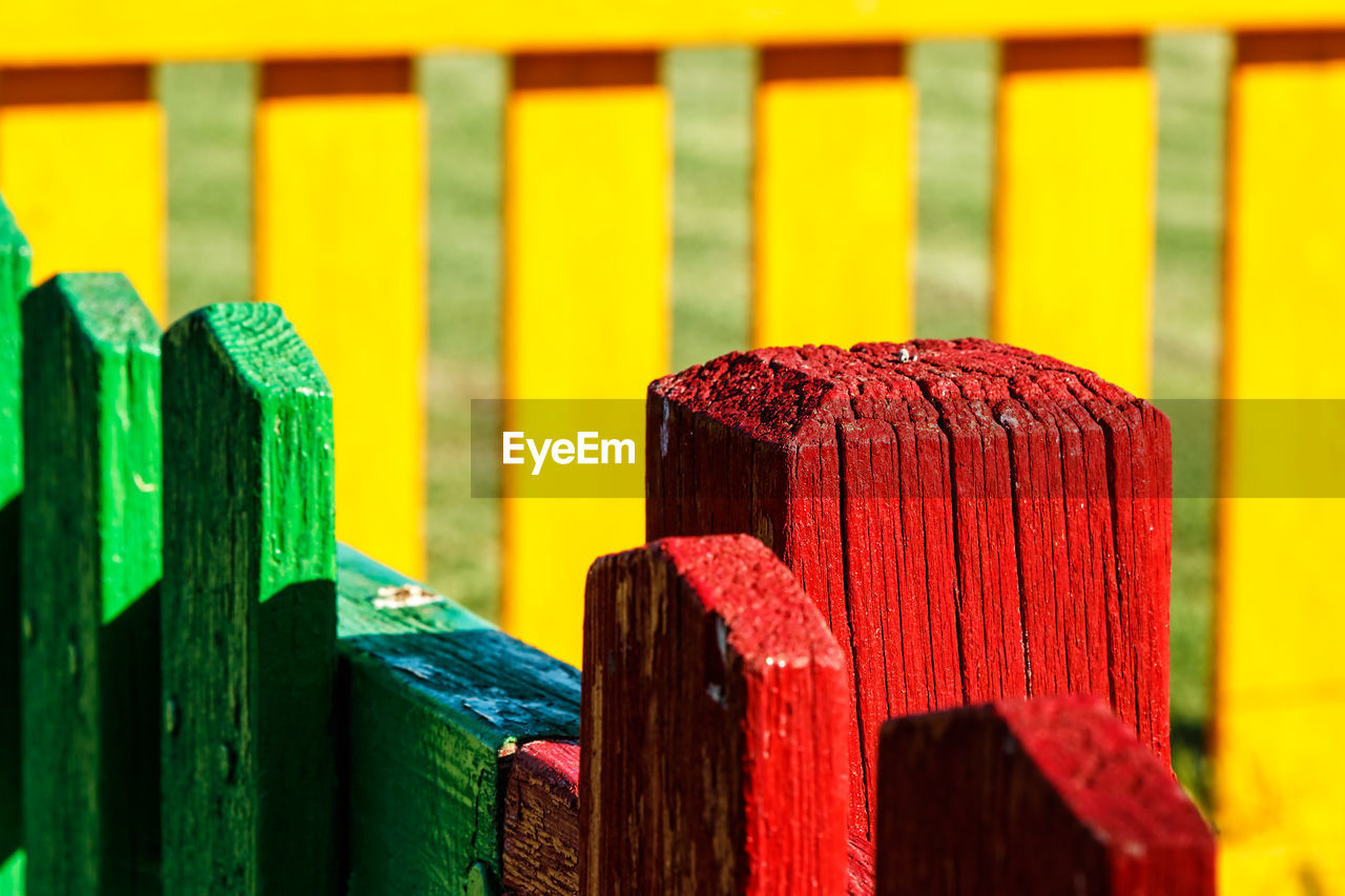 Yellow wood close up of a playground. horizontal image.