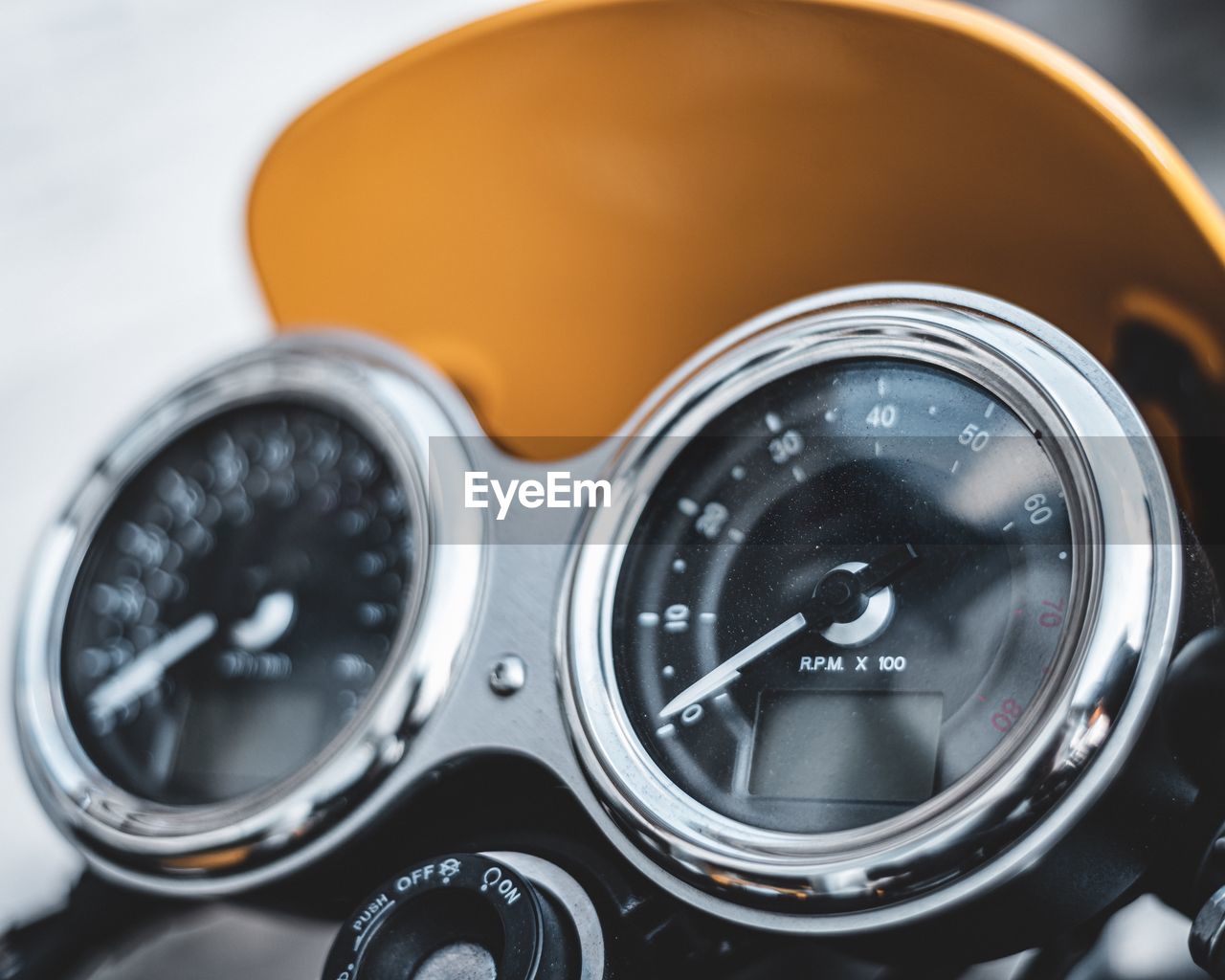 Close up of motorcycle instruments