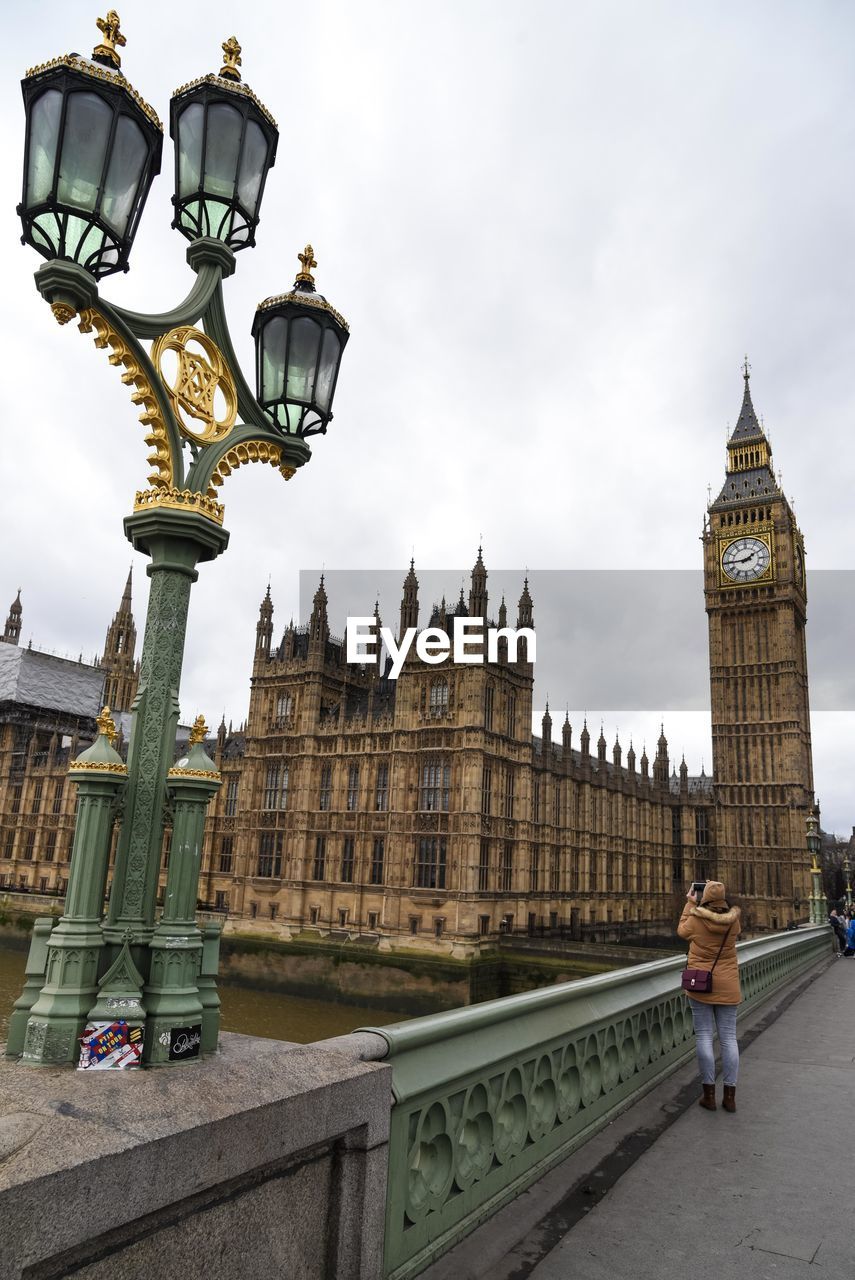 Low angle view of big ben against sky in city