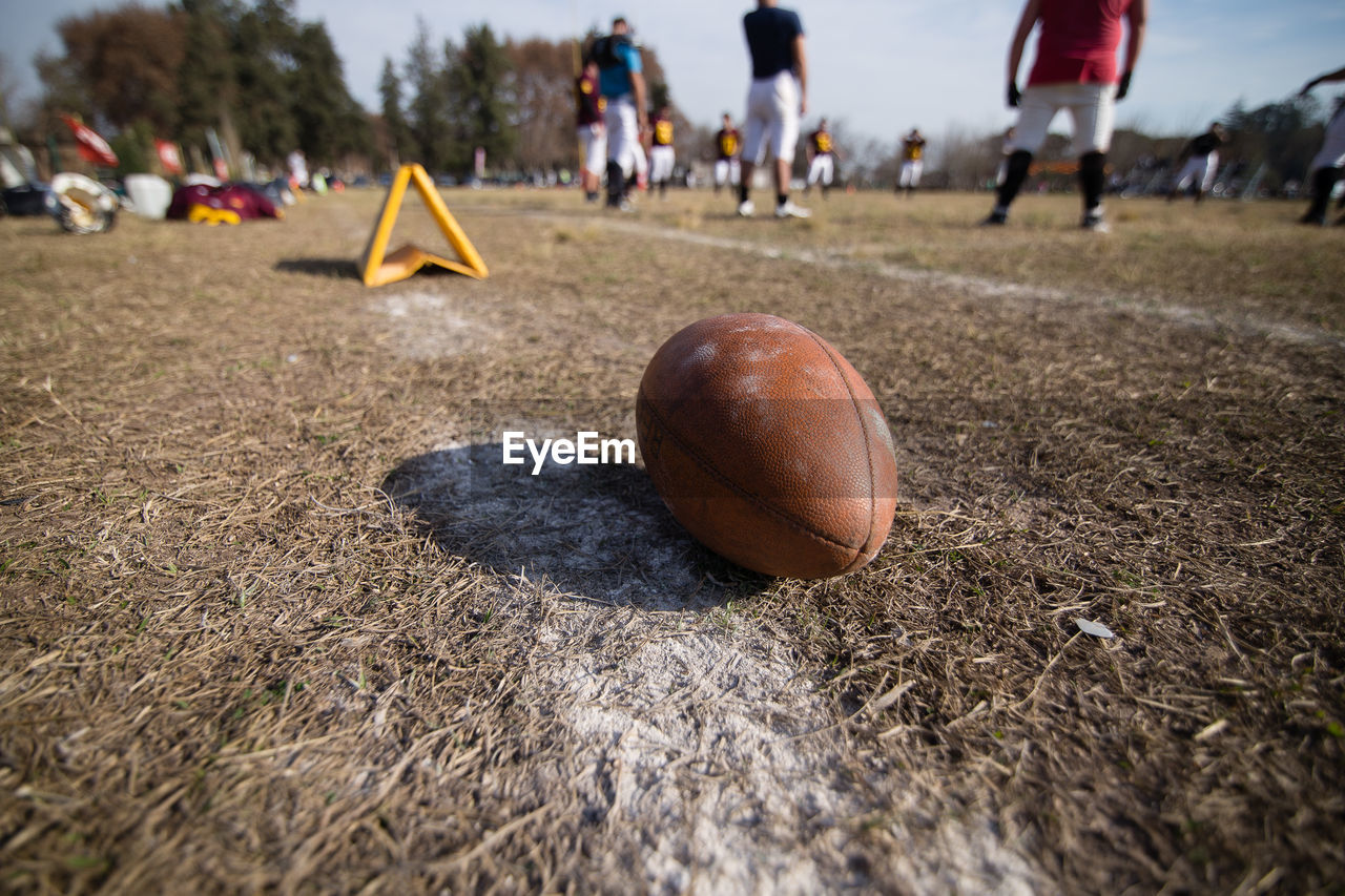 Close-up of ball on playing field