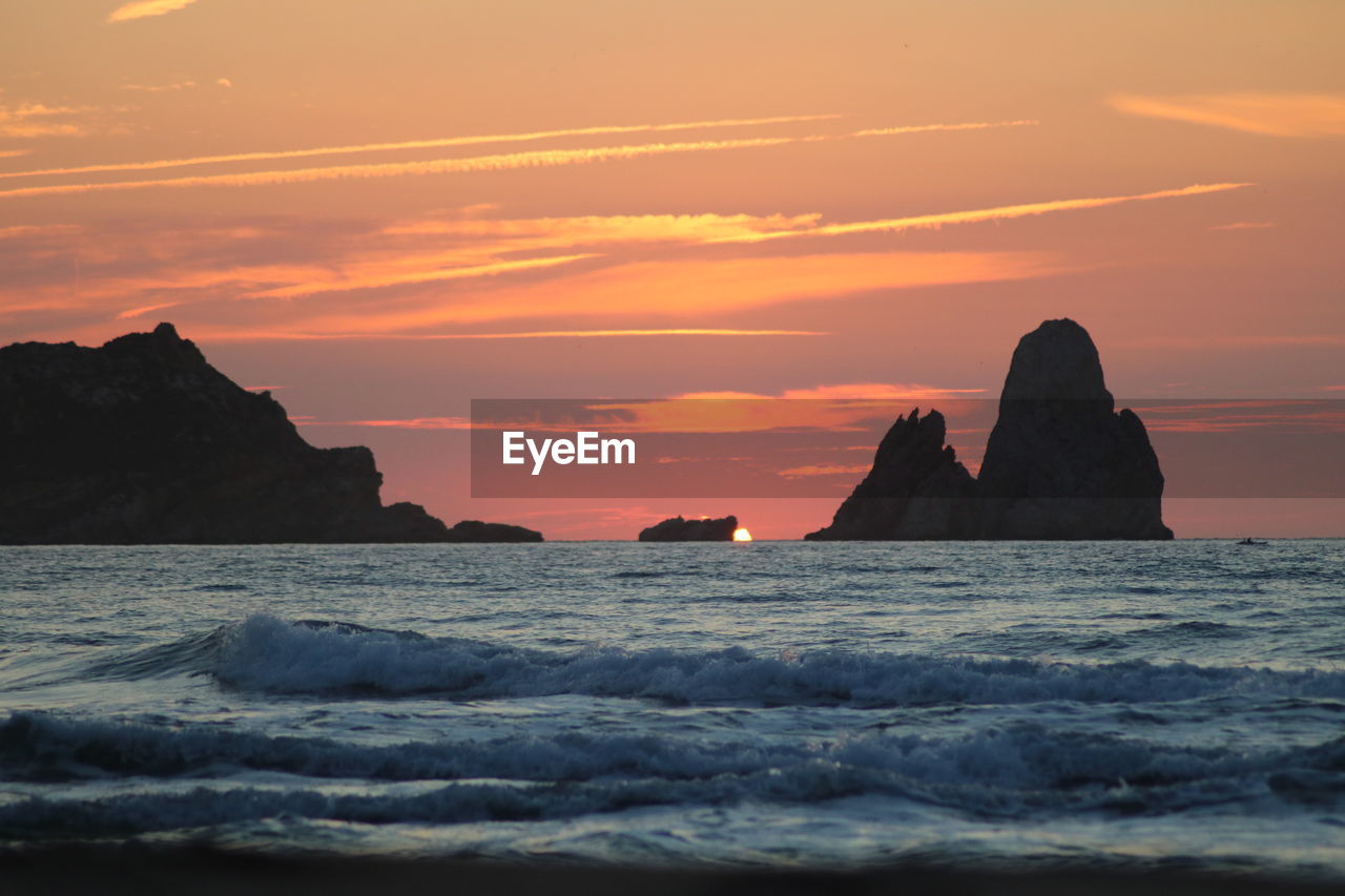 Scenic view of sea against sky during sunset