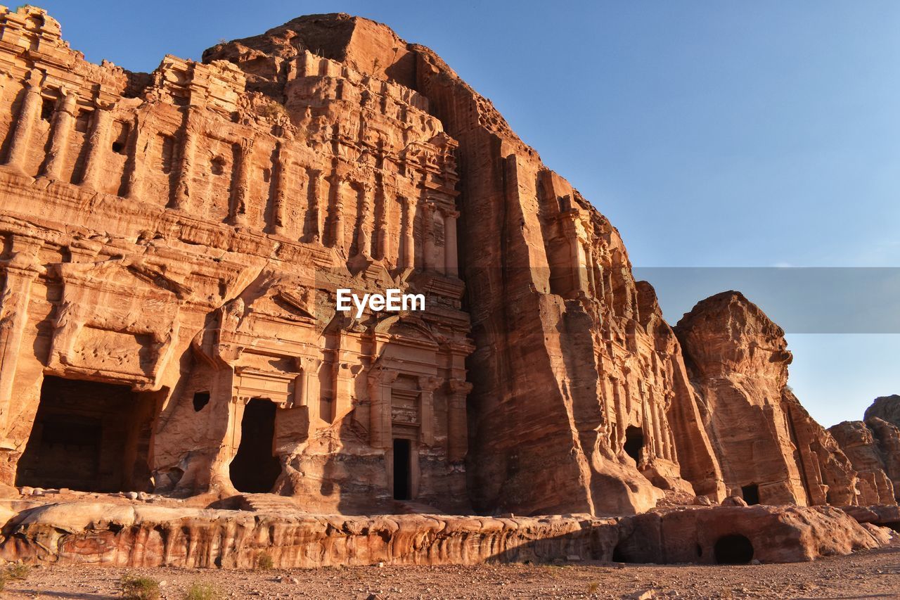 Low angle view of old ruins against sky