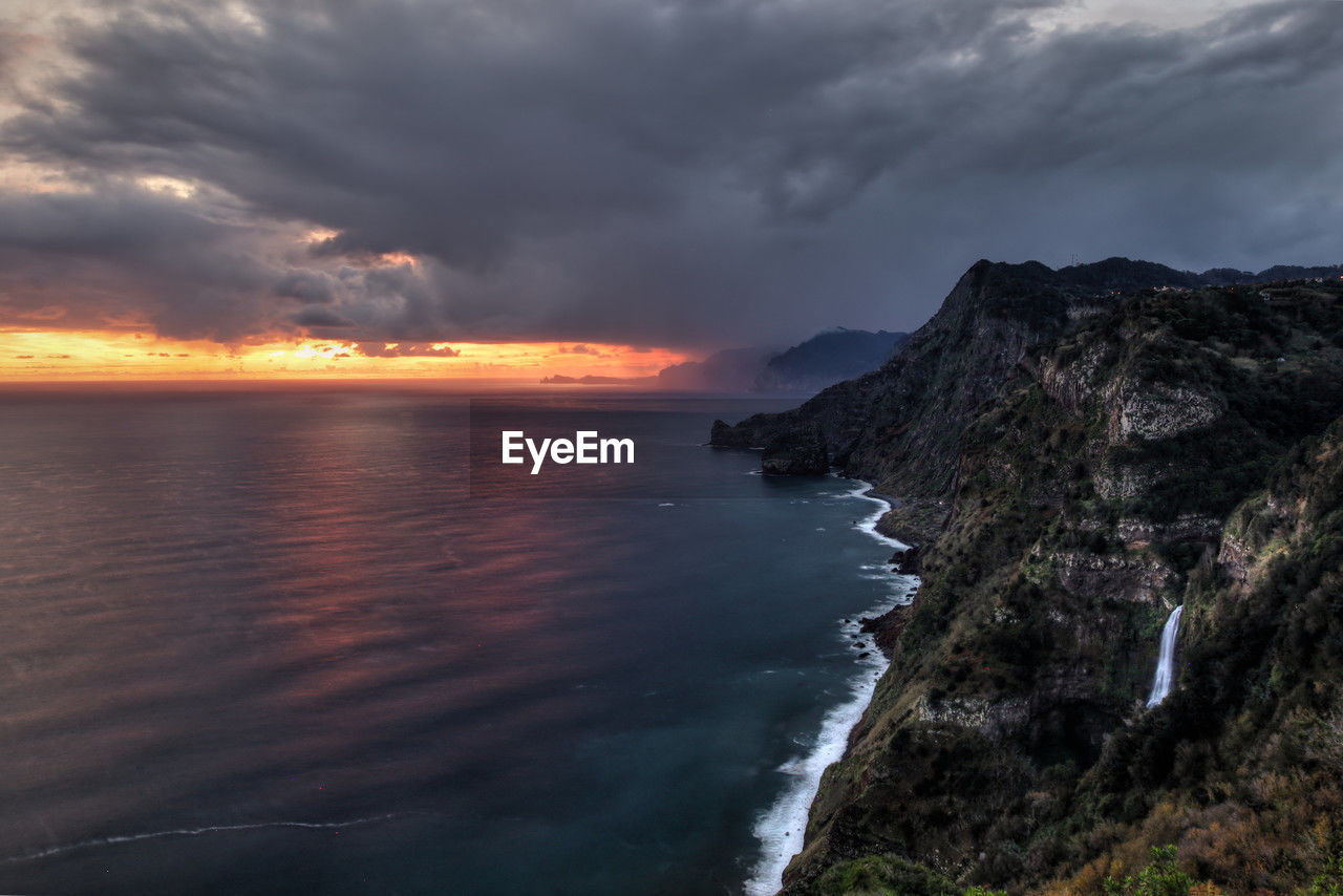 scenic view of sea against cloudy sky