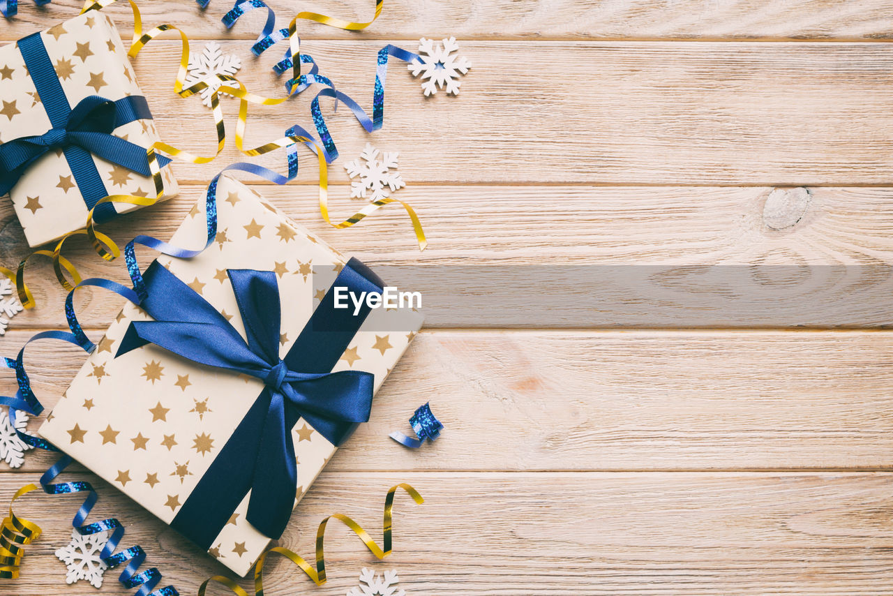 directly above shot of christmas decoration on table