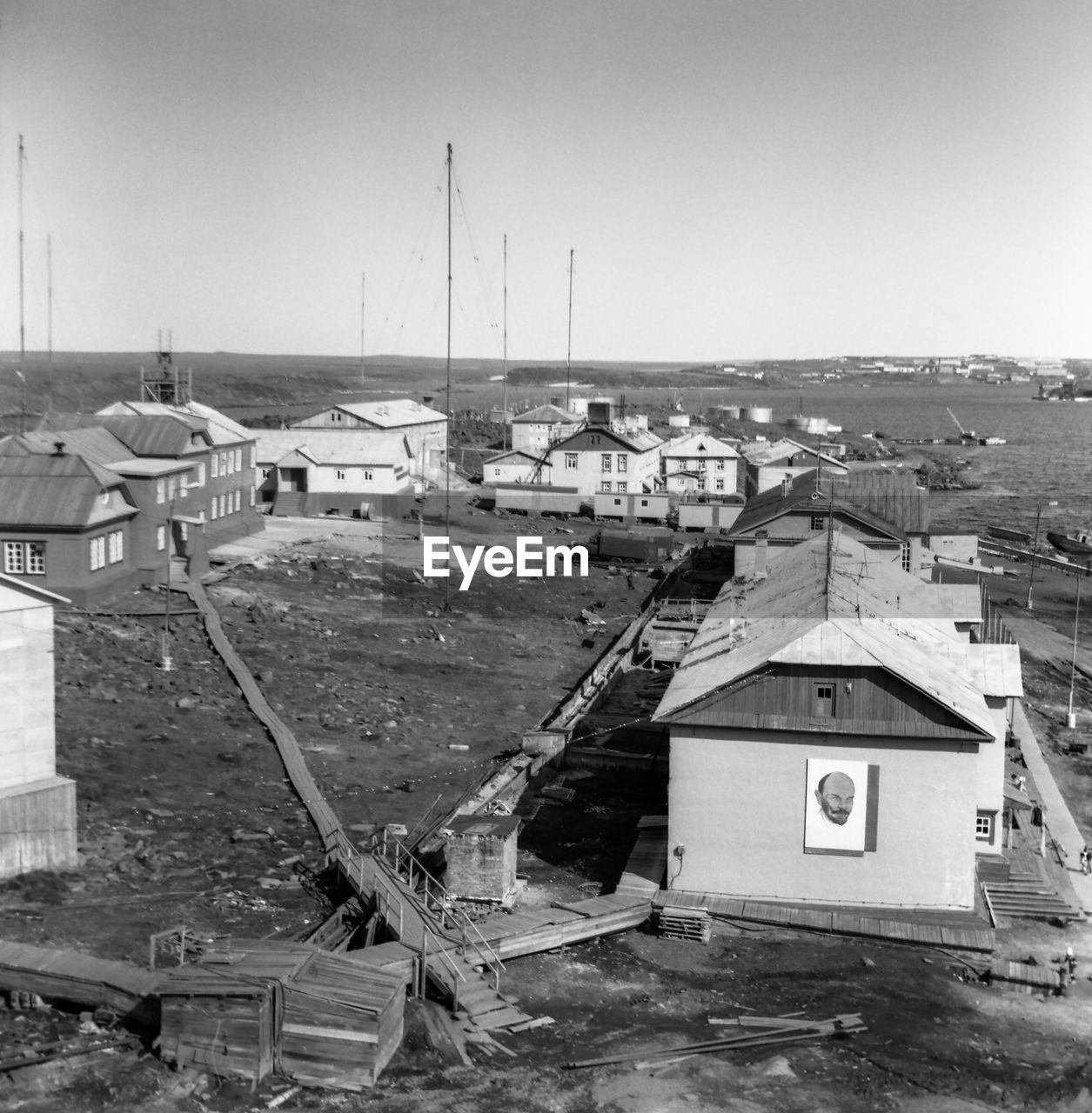 On dixon island, krasnoyarsk territory. tentatively summer 1982. black and white photo.