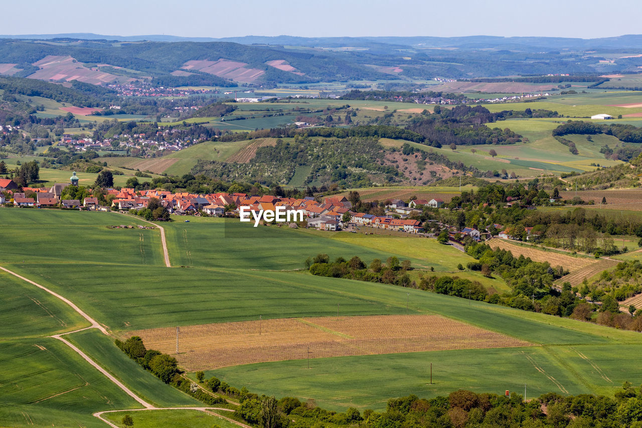 High angle view from the lemberg of duchroth at river nahe, rhineland-palatinate, germany