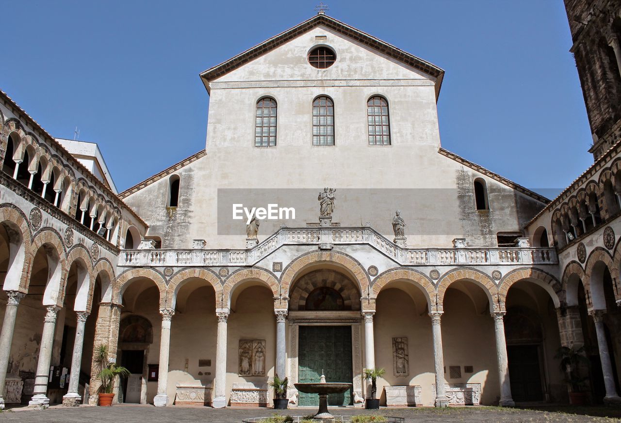 Low angle view of historic building against clear sky